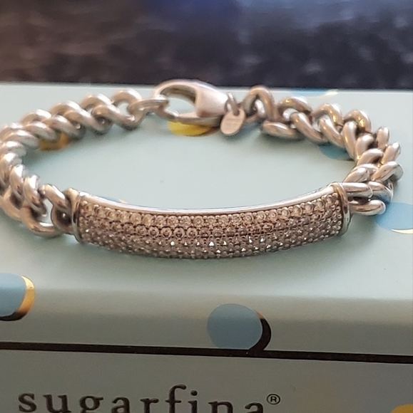 Milor silver and crystal paved chain bracelet - Picture 2 of 6